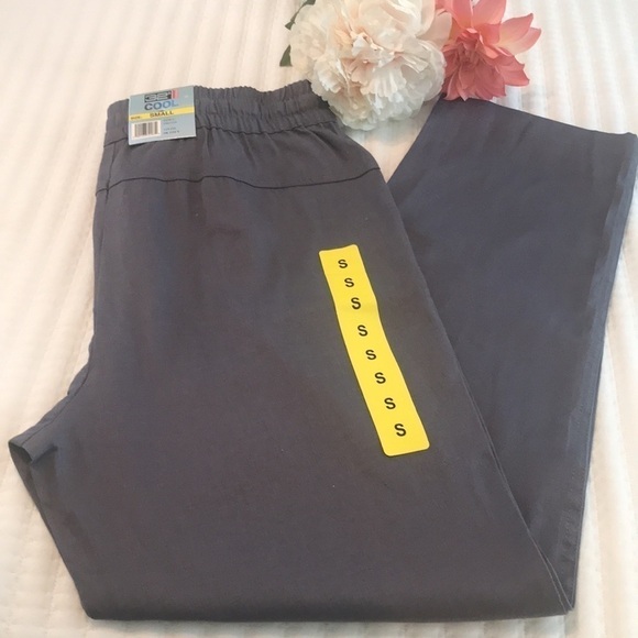 NWT 32 Degrees Cool Dark Grey Linen Blend Drawstring Stretch Woven Pants Size S - Picture 16 of 16